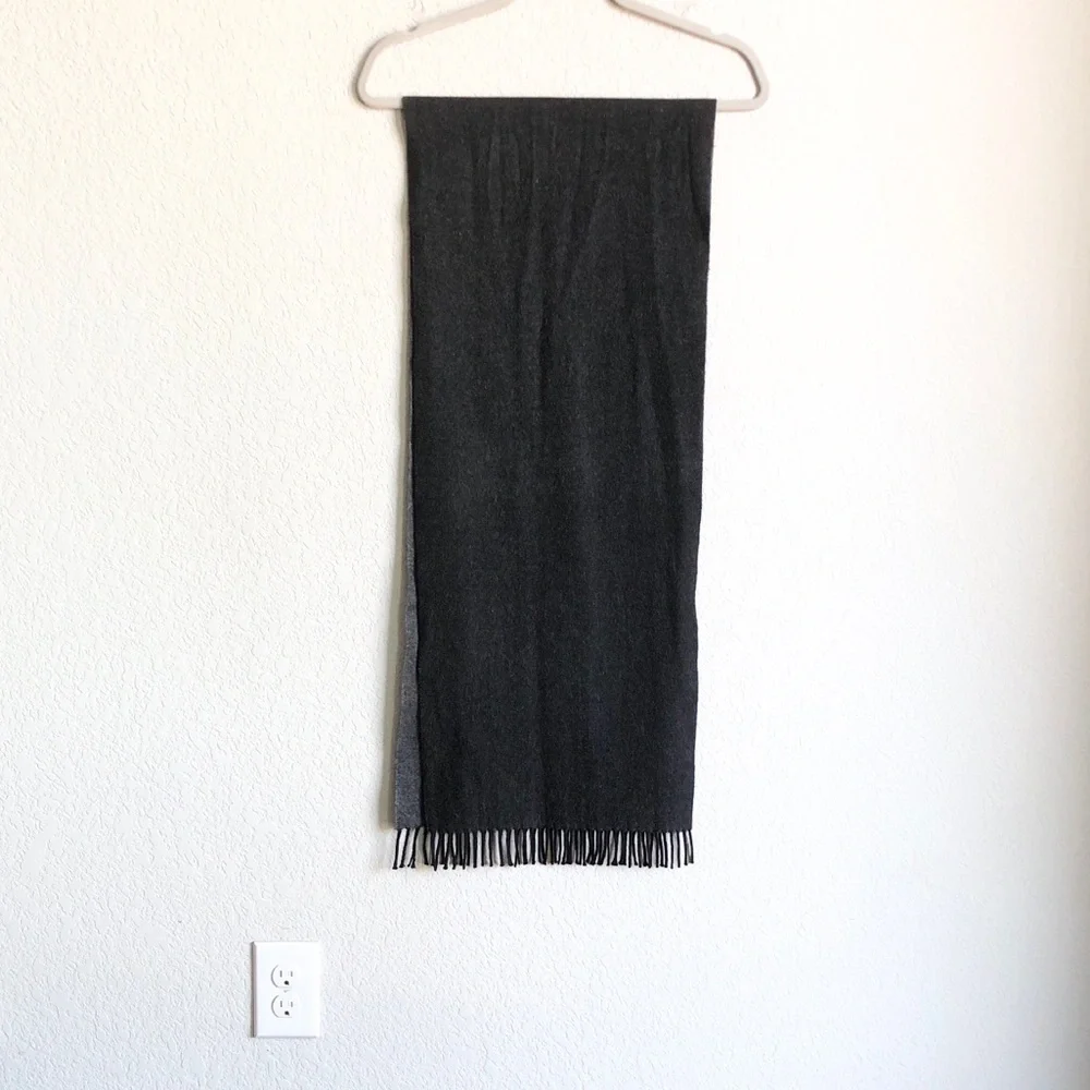 Red Envelope Cashmere Scarf Black Grey Fringe Lightweight